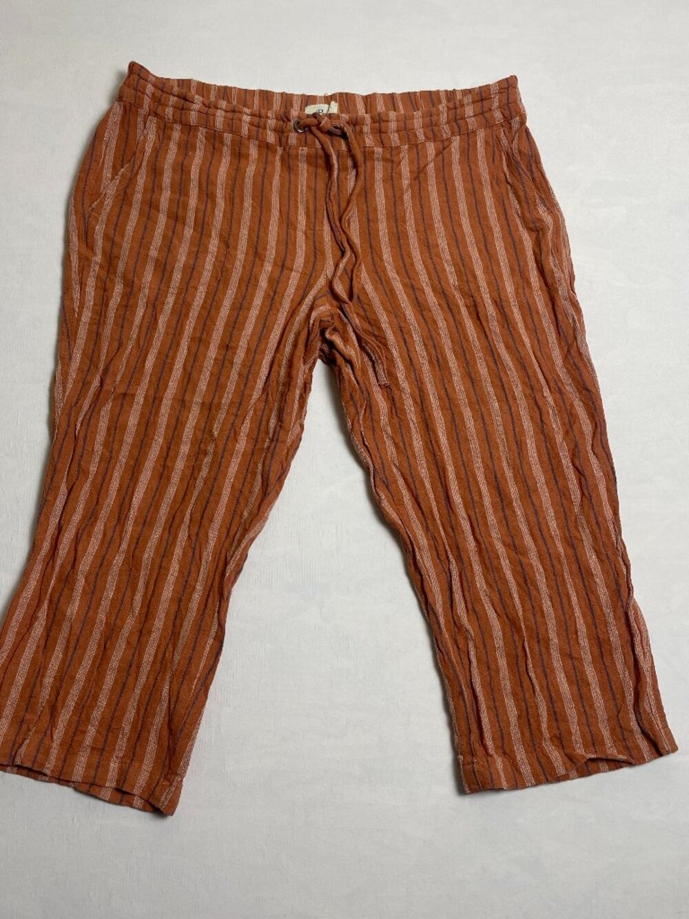 Per SE Women's Size Large Linen Blend viscose Capri Pants